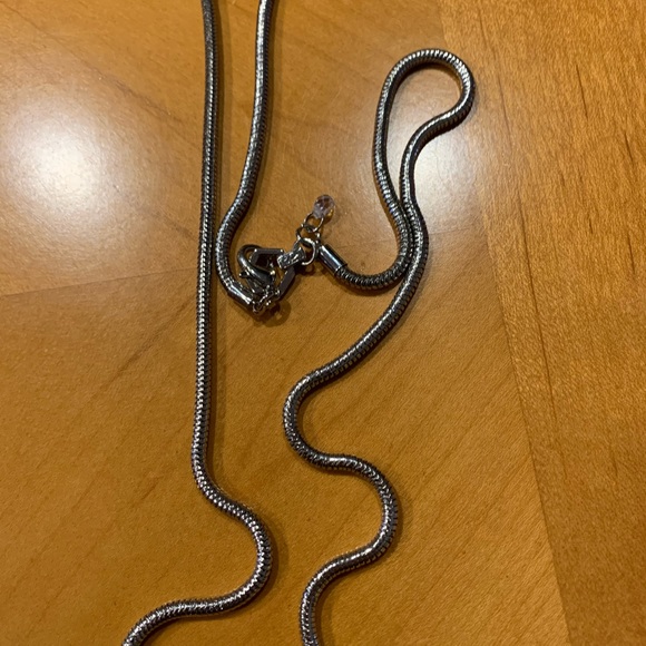 Silver Tone Long Disk Circle Box Chain Tassel Necklace - Picture 3 of 3